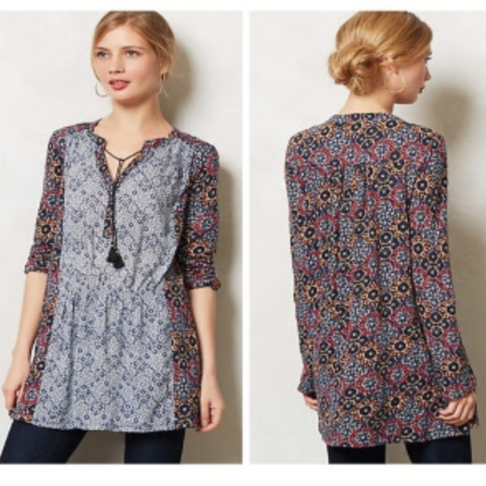 Anthropologie Akemi+Kin Women's Humboldt Tunic Top size small Boho Bohemian